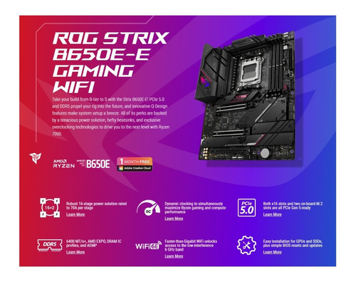 Mb Asus Rog Strix B650e-e Gaming Wifi Ryzen 7000 Ddr5 Pcie5.