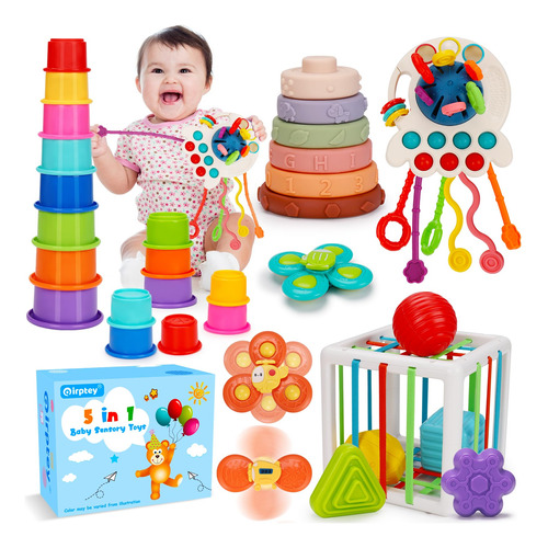 Juguetes Montessori 5 En 1 Para Bebe, Juguete Sensorial Para