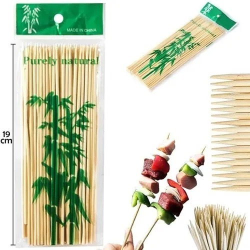 Palillos Para Brochetas Palo De Bambú Madera 19cm 90pz