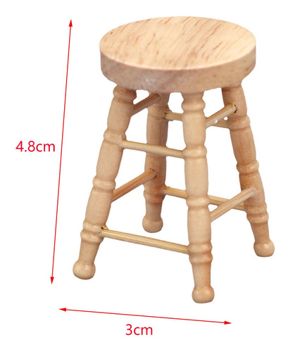 5 Taburete De Madera Para Casa De Muñecas, Marrón Claro