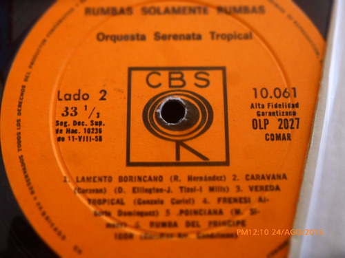 Vinilo Lp De Rumbas Solamente Rumbas (xx386 (Usado)
