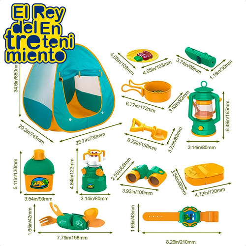 Imagen 4 de 7 de Juego Carpa Infantil De Camping 19pcs - El Rey