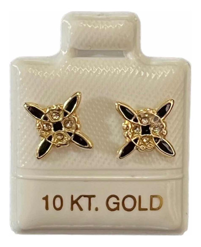 Arete Broquel Nudo De Bruja Oro 10 Kt Protección Gold Rush