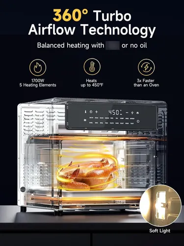 Combo Horno Tostador Y Freidora De Aire 26.4 Litros 18 En 1