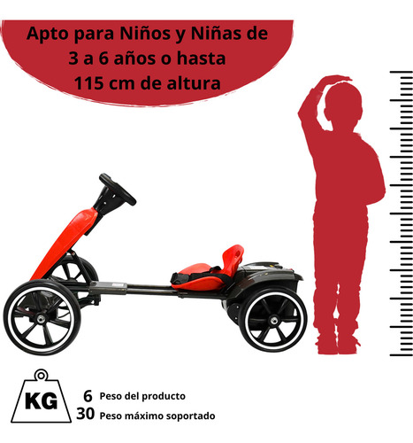 Montable Eléctrico Para Niños Go Kart Sonido Bluetooth 12v Rojo Joykoo