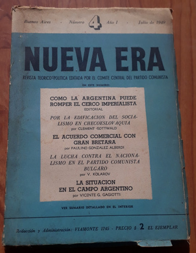 Nueva Era N° 4 Revista Del Partido Comunista 1949