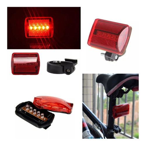 Luz Led Linterna De Bicicleta Trasera 5 Led