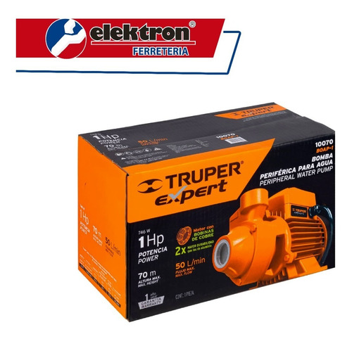 Imagen 2 de 4 de Bomba Periférica Truper Expert Boap-1 1hp Naranja 60hz 127v