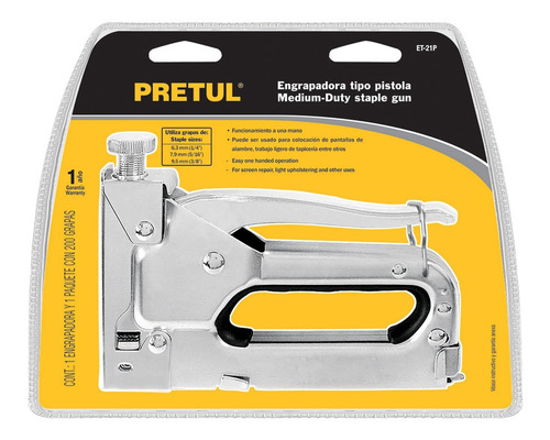 Imagen 5 de 7 de Engrampadora Tipo Pistola Manual Pretul + 200 Grampas 27101