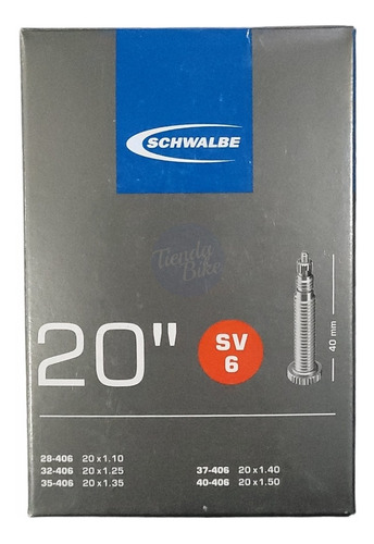 Camara Schwalbe Presta 40mm R-20 X 1.10/1.50