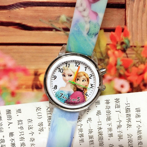 Reloj Princesas Ana Y Elsa Con Luz Niñas Infantil Frozen Correa Azul Nieve