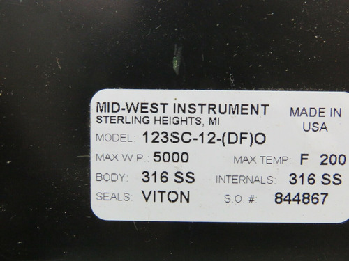 Mid-west Instrument 123sc-12-(df)0 Pressure Gauge New Ssk