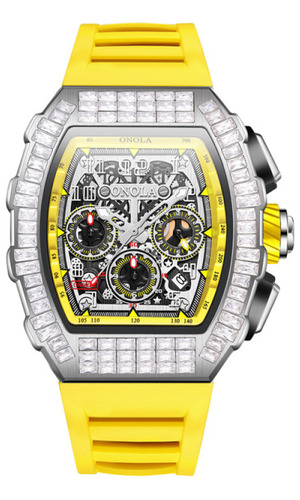 Relojes Mecánicos Automáticos Onola Diamond Color De La Correa Amarillo