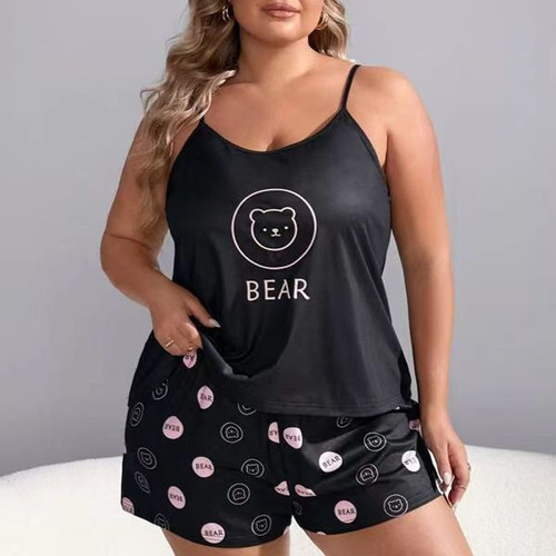 Pijama Con Estampado De Osos De Talla Grande A La Moda Para