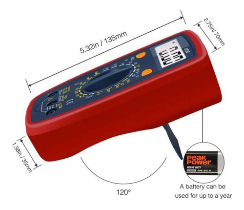Imagen 4 de 9 de Multímetro Pro Tester Digital Con Buzzer Tension Dt33d