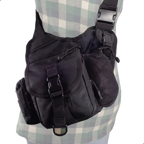 Bolsa Ombro Alça Tático Militar Lona Masculina Impermeável Acambamento dos ferragens Plástico Cor Preto Cor da correia de ombro Preto Desenho do tecido Liso