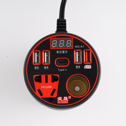 Inversor De Corriente Para Coche De 12 V/24 V A 220 V, Toma