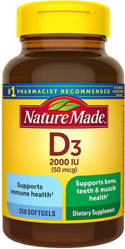  Vitamina D3 2000 Ui (50 Mcg) Nature Made 250 Softgels