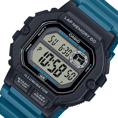 Reloj Casio Deportivo Turquesa Ws-1400h 100m Vueltas 60 Laps