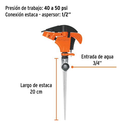 Aspersor Plástico 11 Una Vía Estaca Metálica Truper