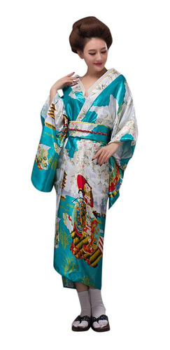Vestido De Mujer Kimono Estampado Tradicional Japonés Photog