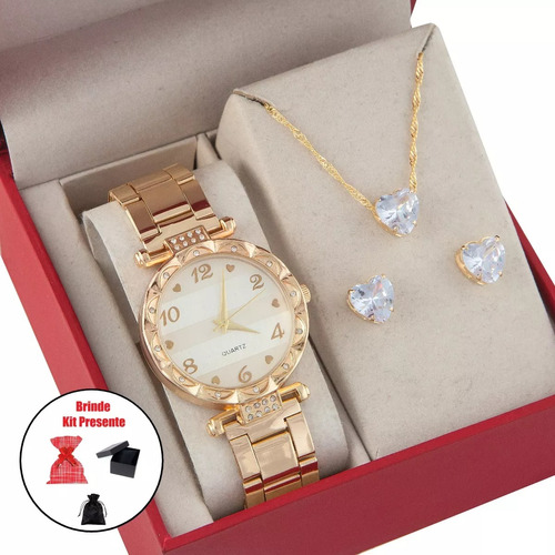  Relógio Feminino + Kit Folheado A Ouro 18k Promoção