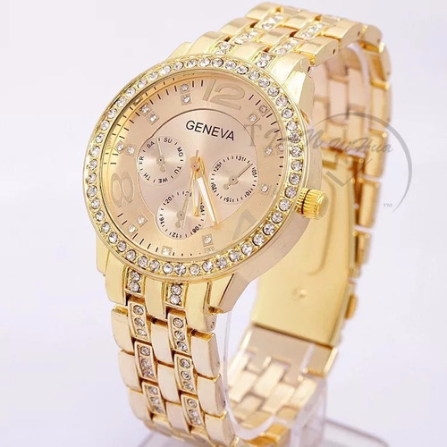 Reloj Geneva Con Brillitos Unisex.