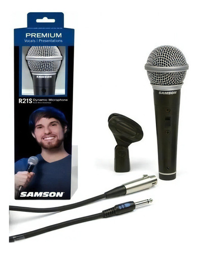 Microfone Samson R21s Premium com pipeta Witch e plugue de cabo