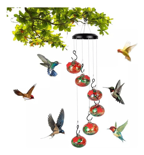 Encantador Comedero Para Colibríes Con Carillón De Viento