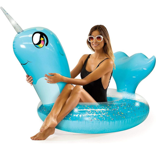 Poolcandy Jumbo 48  Narwhal Pool Tube, Tubo De Piscina De Pv