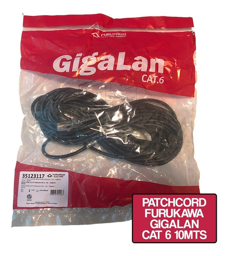 Imagen 2 de 6 de Patchcord Furukawa Gigalan Categoria 6 10 Metros Rj45 Negro