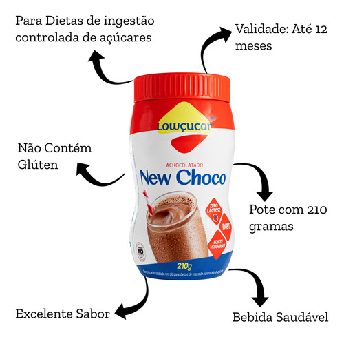 Achocolatado Em Pó Diet New Choco Lowçucar 210g - Kit Com 6