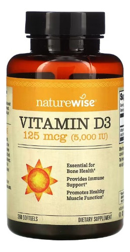 D3 Vitamin 125 Mcg (5,000iu) 360 Softgel Naturewise