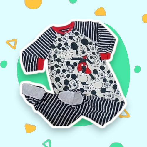 Body Largo Disney Bebé Algodón Pima Mickey Mouse