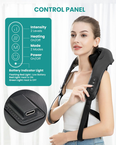 Masajeador De Cuello Nekteck 6d Shiatsu Con Calor Para Dolor