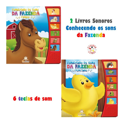 2 Livros Conhecendo Os Sons Da Fazenda:  Cavalo E Pintinho
