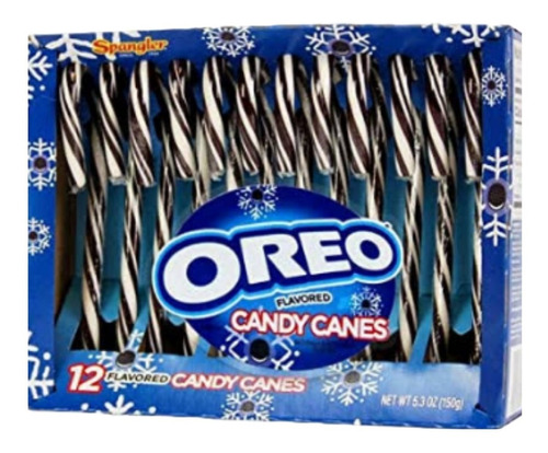 12 Bastones De Caramelo Navideños Oreo (150g)