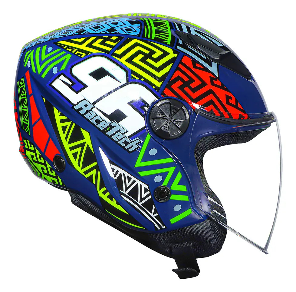 Capacete Race Tech Play Art Azul Acabamento Brilhante Tamanho Do Capacete 60