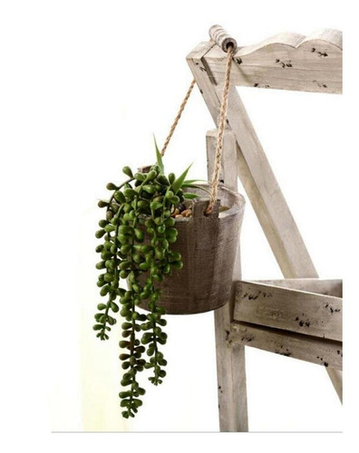 4 Suculentas Plantas Artificiais Pendente Em Silicone Verde
