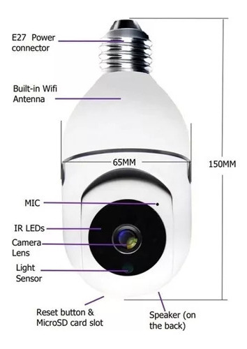 Cámara Seguridad Tipo Foco Motorizado C/sensor Ipc-zas03 Color Blanco