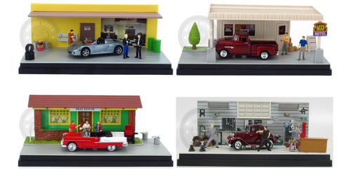 Set Completo C/4 Dioramas Modelos Diferentes Motormax 1/43