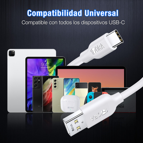 Cable Tipo C 2 Metros 2.1a Carga Rápida Y Datos 1hora Cab246