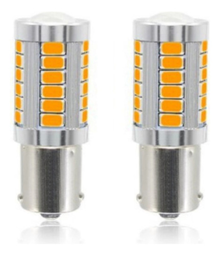 Bombillo 33 Led 1156 1 Contacto Mutivoltaje 12/24v Luz Ambar