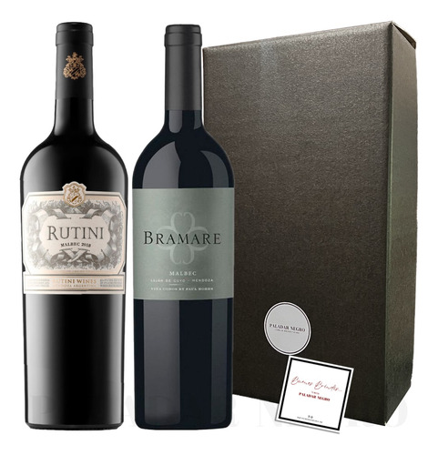 Vinos Rutini + Bramare Lujan De Cuyo Malbec X2 Para Regalo