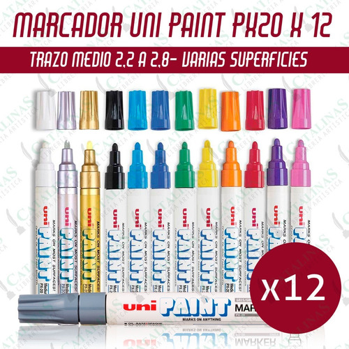Marcador Esmalte Uni Ball Paint Px 20 Set X 12 Microcentro
