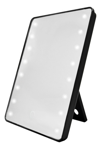 Espejo Para Maquillaje Luz Led + Espejo 10x Ventosa Q2151 Marco Negro