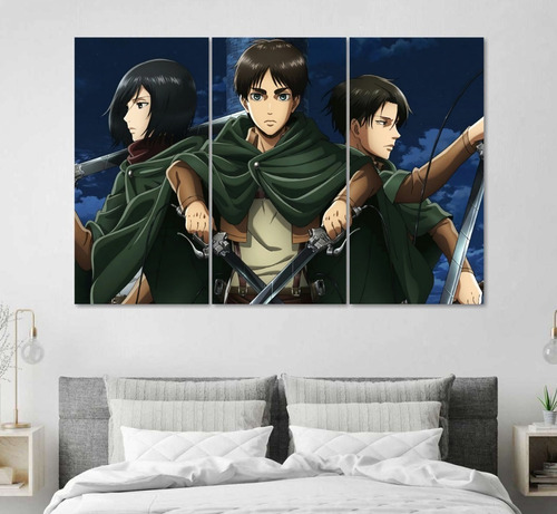 Set 3 Cuadros Ackerman Y Eren Atack On Titan Anime 120x80cm 