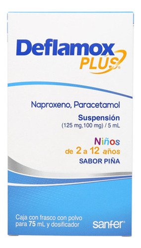 Deflamox Plus Suspensión 125 Mg/100 Mg/5 Ml Frasco 75 Ml