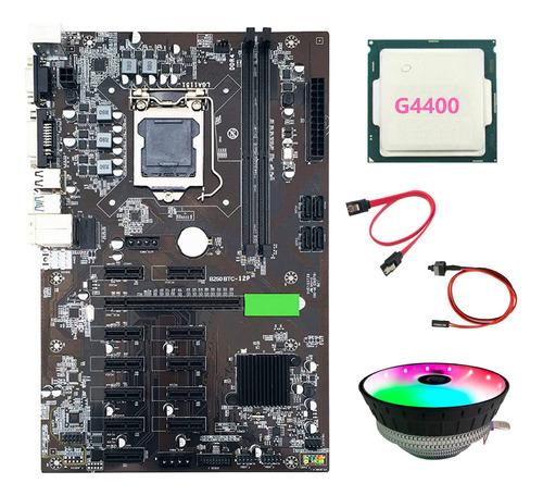 Placa Base Minera B250 Btc Con Cpu G4400+ventilador Rgb+cabl