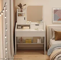 Comprar Lazydot Tocador Con Espejo Con Luces Y 2 Cajones, Tocador De Maquillaje Blanco Moderno, Para Dormitorio, Fácil De Instalar, Vanity Tocador Mueble Maquillaje Para Recamara